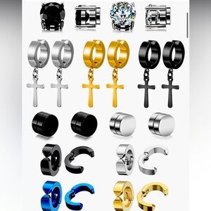 11 piece men’s magnetic Non Pierced earrings new variety